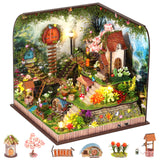 DIY Miniature House Kit, Forest Book Nook Kit with Music, 3D Wooden Puzzles for Adults, Dollhouse Kit with LED Light, Mini Building Kit, Craft Kit for Adults Teen to Build (Forest Garden) ANTREATU
