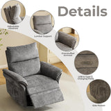 Rhevoy Oversized Power Recliner Chair Swivel Glider with Massage and Heat, Rocker Nursery Recliner for Adults with Adjustable Headrest, 26" Extra Wide Nursery Chair with Overstuffed Armrest, Dark Grey Rhevoy