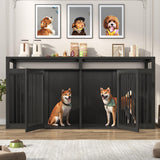87In Farmhouse Dog Crate TV Stand, Wooden Dog Kennel Furniture with 2 Doors, Large Dog Crate Furniture for 2 Dogs, Solid Metal Tube & 4 Lockable Doors, Black jiteentarou
