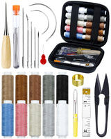 PLANTIONAL Upholstery Repair Sewing Kit: 47 Pieces Heavy Duty Sewing Kit with Sewing Awl, Seam Ripper, Leather Hand Sewing Stitching Needles, Sewing Thread for Car, Sofa, Backpack, Shoe, Craft DIY PLANTIONAL