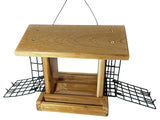 DutchCrafters Large Cedar Wood Hopper Bird Feeder with Suet Cages, Wooden Outdoor Feeder for Birds, Hanging Mount - Amish Made in USA DutchCrafters