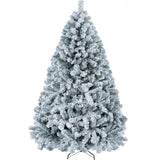 Yaheetech 6ft Premium Snow Flocked Artificial Christmas Tree Hinged Pine Full Holiday Xmas Tree for Home Office Party Decoration with 820 Branch Snow Tips and Metal Stand Yaheetech