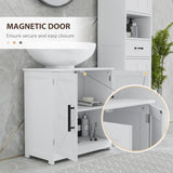 HOMCOM Pedestal Sink Storage Cabinet, Farmhouse Freestanding Bathroom Sink Cabinet with 2 Barn Doors and Adjustable Shelf, White HOMCOM