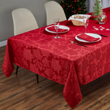 Kadut Christmas Tablecloth, Poinsettia Leaf Red Tablecloth (60 x 102 Inch) for 6 Foot Rectangle Tables, Heavy Duty Fabric, Table Cloth for Harvest, Xmas Holiday, Winter, and Parties Table Cover Kadut