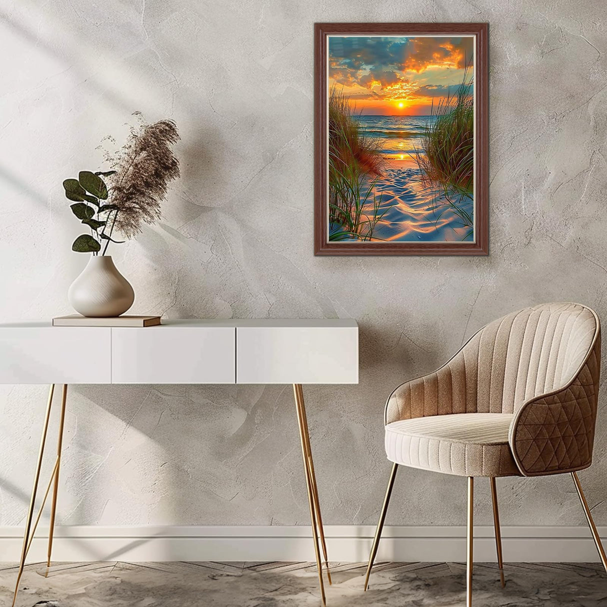 Lxmsja Beach Diamond Art Kits for Adults, Landscape DIY Full Drill Diamond Painting Kits for Beginners, 5D Gem Art Crafts for Adults, Home Wall Decor 12x16 inch Lxmsja