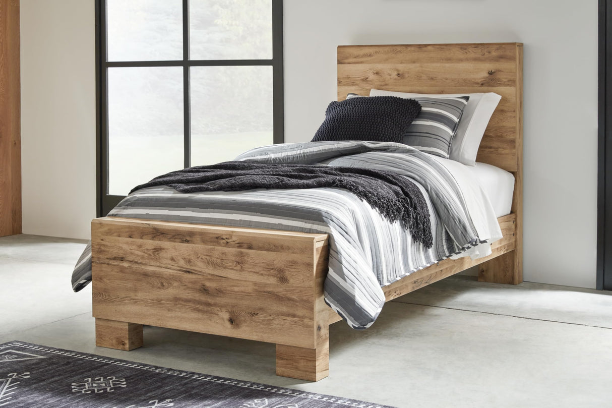 Signature Design by Ashley Hyanna Rustic Twin Panel Bed, Foundation or Box Spring Needed, Light Brown Signature Design by Ashley