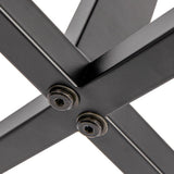 Household Essentials Harper Metal Bench with Boucle Upholstered Cushion, Cream and Black Household Essentials