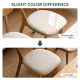 100% Solid Wood Upholstered Dining Chairs, Mid Century Modern Oak Dining Chairs with Curved Back Design with Butterfly Wing Shape for Kitchen, Dining Room, Restaurant (2, Log Color-Beige Cushion) Wayshome