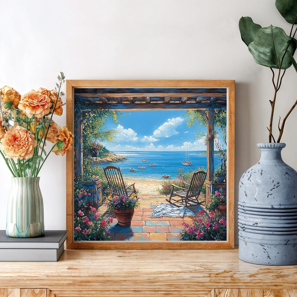 NAIMOER Landscape Diamond Art Kits for Adults Beginner, 5D Diamond Painting Kit, Beach Full Drill Gem Art Mosaic Kits DIY Paint by Diamonds Dot, Diamond Painting Crafts for Home Wall Decor 12x16inch NAIMOER