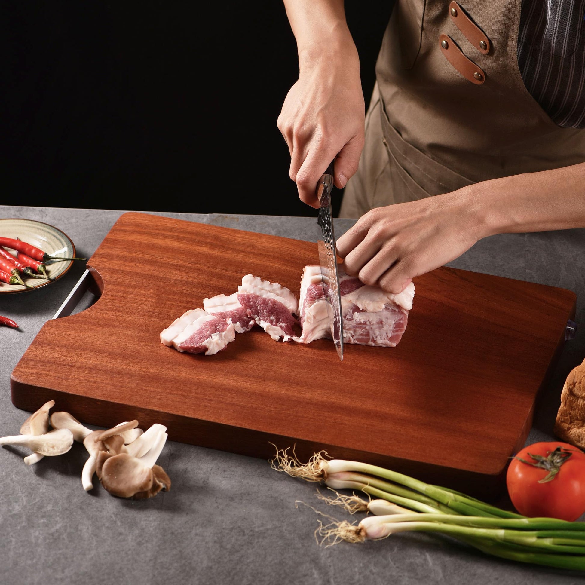 VIWIK Premium Wooden Cutting Board with Handles 14x12 inch Chopping Block, Reversible for Meat Vegetables, Premium Kitchen Tool for Home Cooks and - WoodArtSupply