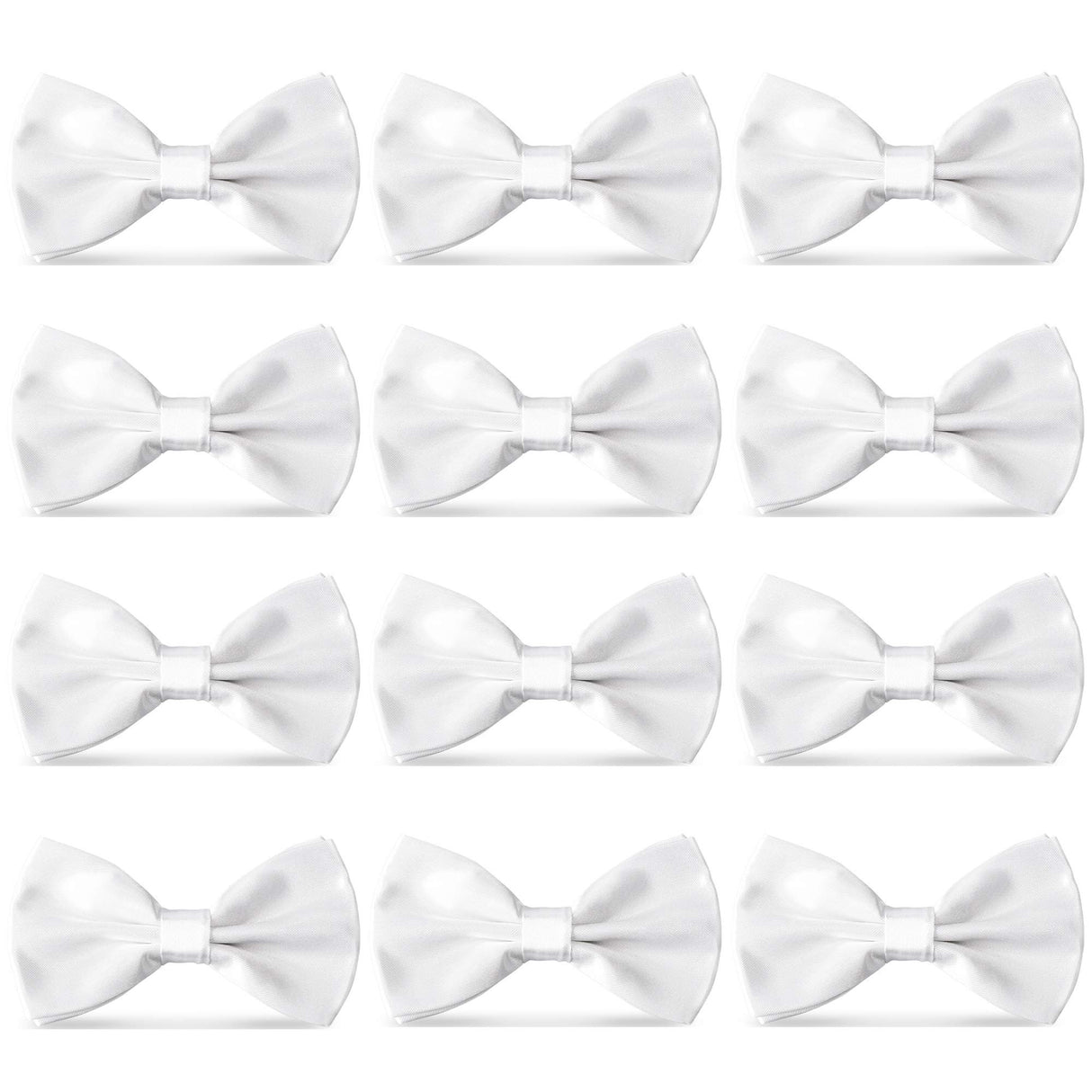 AVANTMEN Men's Bowties Formal Satin Solid - 12 Pack Bow Ties Pre-tied Adjustable Ties for Men Many Colors Option in bulk AVANTMEN