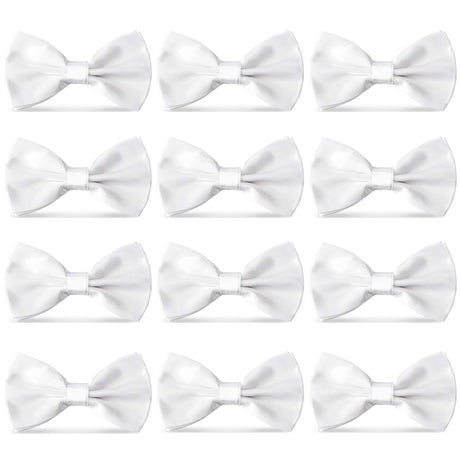 AVANTMEN Men's Bowties Formal Satin Solid - 12 Pack Bow Ties Pre-tied Adjustable Ties for Men Many Colors Option in bulk AVANTMEN