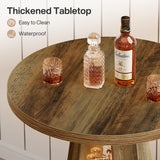 Tribesigns Round Bar Table, 39.4" H High Top Bistro Table with Storage, Industrial Cocktail Pub Tables with Metal Footrest for Living Room, Barroom, Small Space, Rustic Brown(Only Table) Tribesigns