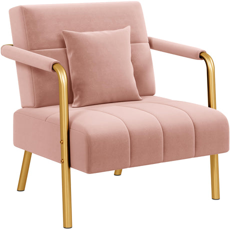 Yaheetech 30" W Modern Sofa Small Sofa Luxurious Velvet Fabric Couch with Gold-Tone Metal Arms and Legs for Living Room, Home Office, Studio Pink Yaheetech
