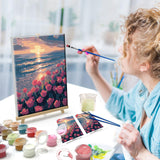 ATDMS Paint by Numbers Kit for Adults with Easel DIY Tulips Adult Paint by Number Kits on Canvas Framed Oil Painting Kits for Wall Hanging Home Room Decor 7.87x11.81 Inch ATDMS