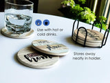 PANCHH Rustic Farmhouse Stone & Cork Coasters for Drinks, Absorbent - Set of 6 Coasters with Holder - Best Housewarming Gifts for New Home Ideas - Cute Kitchen and Coffee Table Décor & Accessories PANCHH COLLECTIONS