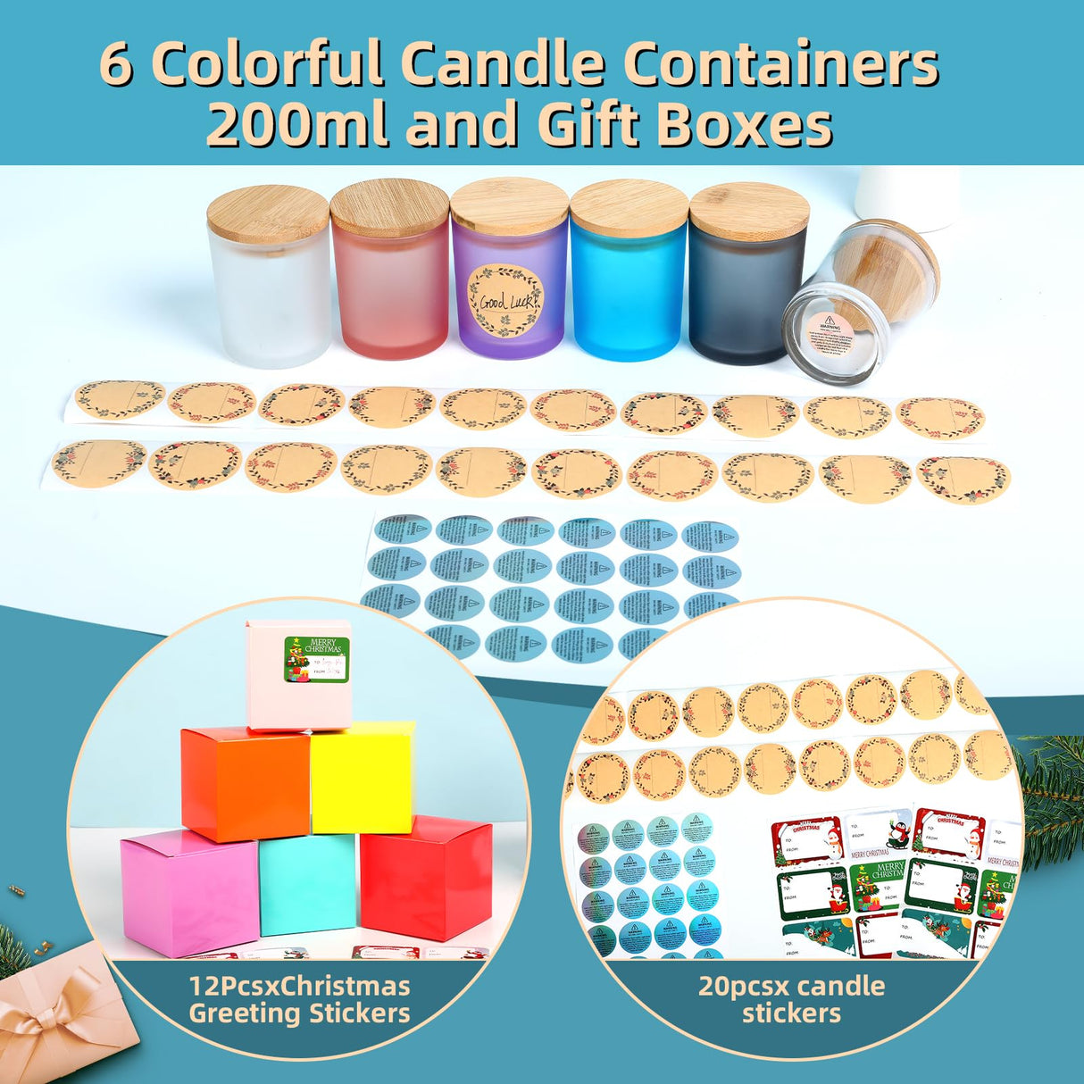 Hehinton Candle Making Kits, Professional Double Boiler Wax Melting Pot for Beginners, Complete DIY Kits with Hot Plate, 2Lbs Natural Soy Wax, Thermometer, Dye, 6 Candle Jars Hehinton