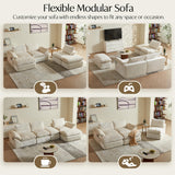 Vamcheer Modular Sectional Cloud Couch, Utra Soft U Shaped Couch with 2 Movable Ottoman, Deep Seat Boneless Couches for Living Room Bedroom, No Assembly Required, Beige Vamcheer