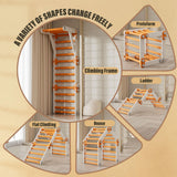 HTWELL Toddler Climbing Toys,Kids Pikler Triangle Set,Montessori Play Gym,Multifunction Foldable Indoor Climbing Gym for Kids(Orange) HTWELL