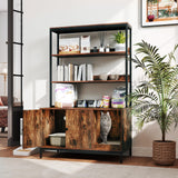 PETSITE Cat Litter Box Enclosure with Storage, 57 Inch Tall Hidden Litter Box with 2-Tier Shelves, Removable Scratching Pad, and Winding Entry, Solid Metal Framed (Rustic Brown) PETSITE