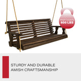 Amish Casual Heavy Duty 800 Lb Roll Back Treated Porch Swing with Hanging Ropes (5 Foot, Dark Walnut Stain) Amish Casual