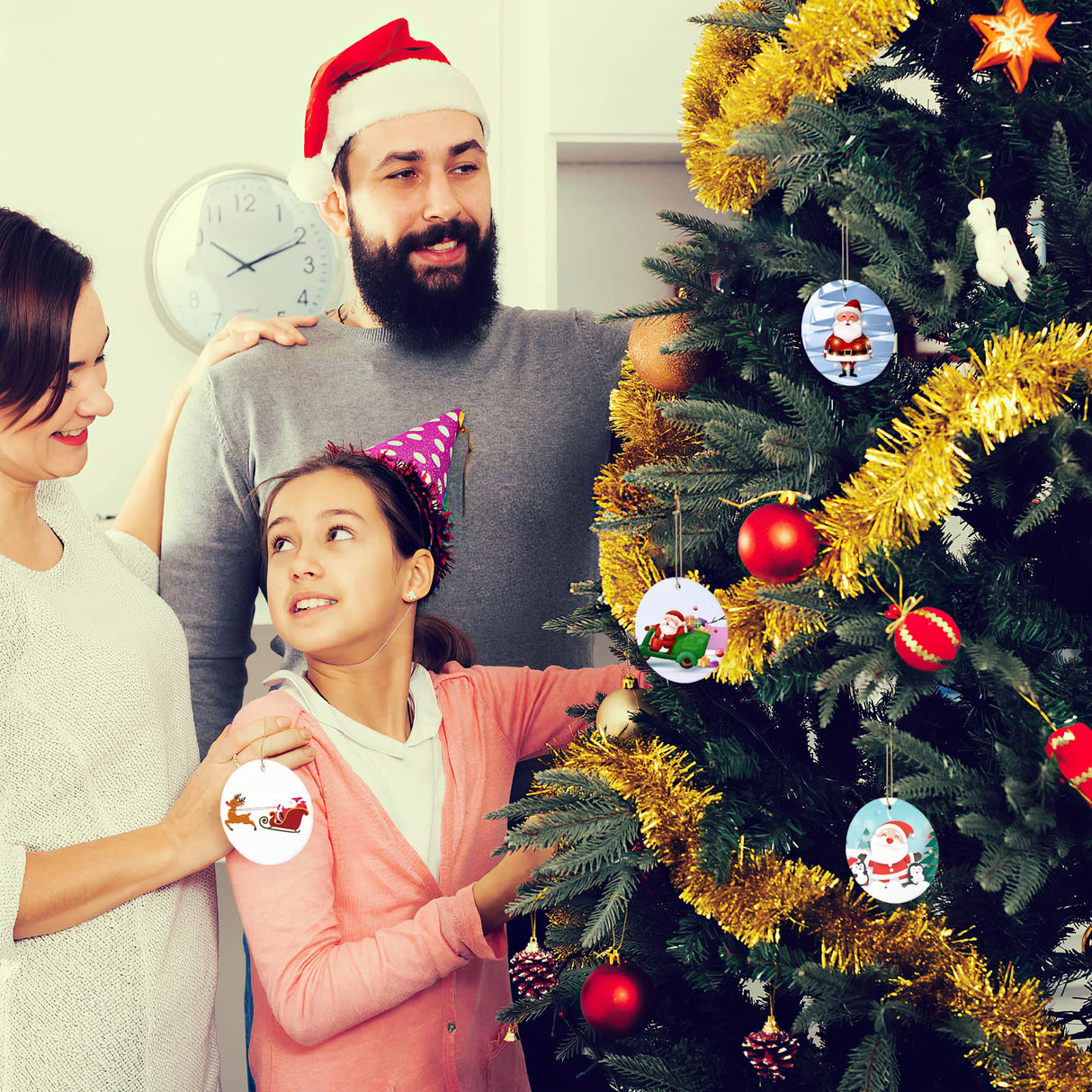 Sublimation Ceramic Ornaments Sublimation Ornament Blanks Bulk 2.83 Inch Round Blank Ornament Discs with Gold String for Crafting DIY Personalized Xmas Tree Ornament Keepsake Crafts Gift 10 Pieces Valyria