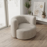 Acanva Luxury Modern Tight Curved Back Velvet Sofa, Minimalist Style Comfy Couch for Living Room Apartment Reception Space, Cream Single Chair Acanva