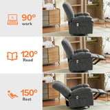 MAHOMICO Swivel Rocker Recliner Chair with Vibration Massage and Heat for Living Room with Rocking Function and Side Pocket, USB Charge Port,Nursery MAHOMICO