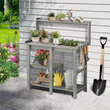 ONBRILL Potting Bench, Outdoor Potting Bench Table with Removable Sink, HDPS Potting Benches for Outside, Garden Table with Storage Shelves & 4 Side Hooks, No Rot, No Fade, No Break, 360lbs Capacity ONBRILL