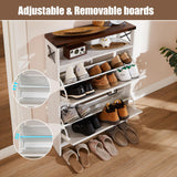 EXRIARO Shoe Cabinet Storage for Entryway, Shoe Storage Cabinet with 2 Flip Drawers, Farmhouse Shoe Storage Organizer Cabinet for Heels,Slippers,Sneakers (White) EXRIARO