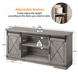 CABIHOME Farmhouse TV Stand and Entertainment Center for TV Up to 65 Inches with Sliding Barn Doors and Adjustable Shelf, TV Media Storage Console Table and Furniture for Living Room, Bedroom, Grey CABIHOME