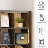 IRONCK 15 Cube Bookcase Storage Shelf Organizer with LED Lights, 5 Tier Bookshelves and Bookcases Display Shelves, Horizontally or Vertically Use, Charcoal Grey IRONCK