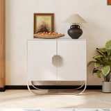 Clihome Sideboard Buffet Cabinet, 2 Door Console Cabinet TV Stand Wooden Credenza Storage Accent Cabinet with U-shaped legs for Bedroom, Living Room, Entryway, Cream White Clihome