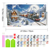 JOOZ Large Christmas Diamond Art Kits for Adults - 5D Christmas Train Diamond Painting Kits, DIY Full Drill Snow House Diamond Art Painting, Gem Painting Kit for Gift Home Wall Decor 27.5 X 15.7 Inch JOOZ