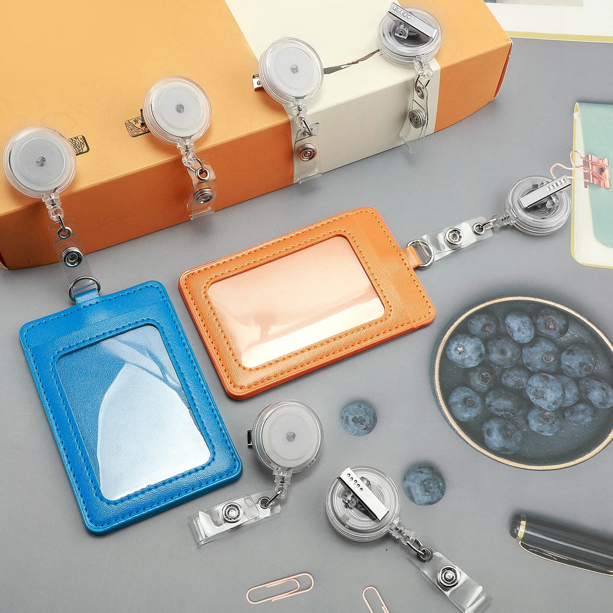 30 Pack Badge Reels Retractable with Swivel Alligator Clip Retractable Badge Holder Reel Clips for Teachers, Students, Office Workers (Translucent Clear) koorito