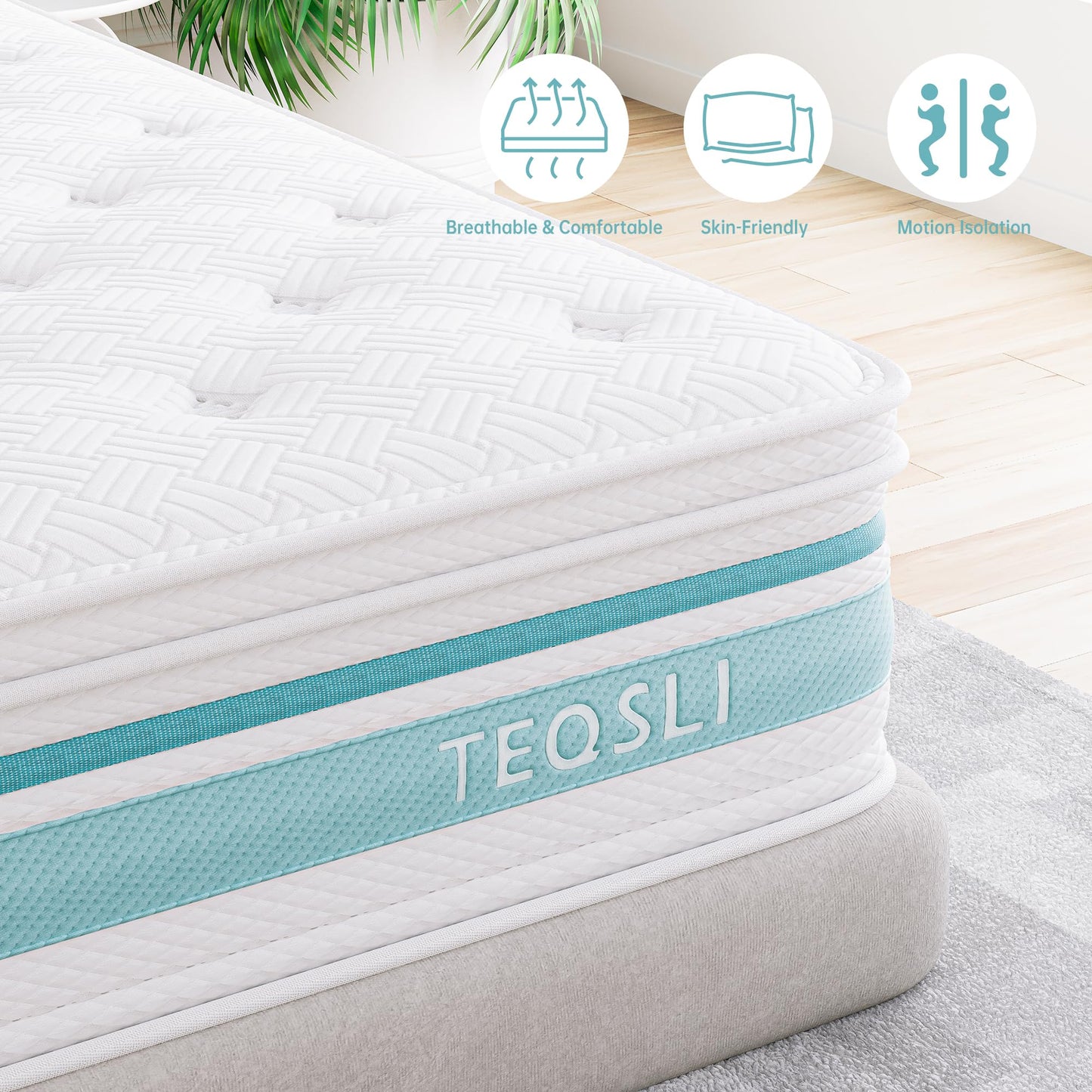 TeQsli Twin Mattress 12 inch Hybrid Mattress with Gel Memory Foam Innerspring Mattress in a Box for Pressure Relief & Cooling Sleep Twin Size Mattress, 100 Nights Trial