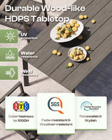 Oasbira Outdoor Patio Dining Table Sets 7-Piece Aluminum and HDPS All-Weather Table and Chairs with Umbrella Hole, Patio Modern Furniture Sets for Garden, Backyard (Charcoal) Oasbira