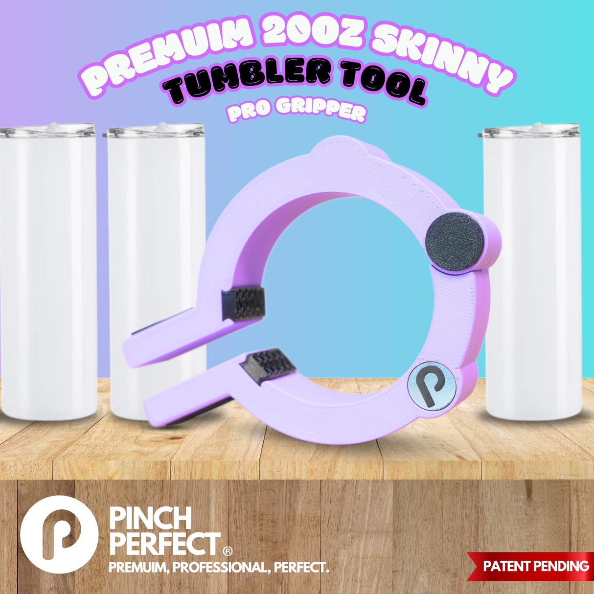 Pinch Perfect Tumbler Sublimation Clamp, 20oz Skinny tumbler tool, Pinch Perfect Pro Gripper for Tumbler Sublimation Wrapping (Purple) Pinch Perfect