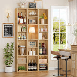 FOTOSOK 8-Tier Media Tower Rack, 11.6 X 9.3 X 71 Inches CD DVD Slim Storage Cabinet with Adjustable Shelves, Tall Narrow Bookcase Display Bookshelf for Home Office, Natural FOTOSOK