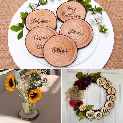 Natural Wood Slices 20Pcs 3.1-3.5 in Unfinished Wood Kit with Screw Eye Rings, Complete Wood Coaster, Wooden Circles for Crafts Wood Christmas Ornaments