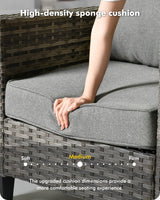 CAODOC 6-Piece Outdoor Wicker Patio Set with 7 Seats, Including 43" Fire Pit - Sectional Sofa and Conversation Set for Backyard or Lawn, Gray Rattan with Waterproof Dark Gray Cushions CAODOC