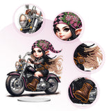 POETRYDRAW DIY Diamond Art Ornament Desktop Kit Motorcycle Girl, Stand Up Acrylic Diamonds Painting Ornament for Adults, 5D Special Diamond Gem Craft Tabletop Placement Board Kit POETRYDRAW