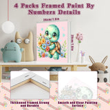 4 Pack Animal Paint by Number for Kids with Wooden Frame, Paint by Numbers for Kids Animals Ages 4-8-12, Easy Panda Sea Turtle Owl Cow DIY Acrylic Oil Painting Kits for Home Wall Decor (8X8 inch) xackcme