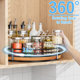12" Lazy Susan Turntable Organizer - Oak Wood Lazy Susan for Cabinet Kitchen Countertop Dining Table Pantry Cupboard Bathroom Coffee Bar Storage Spice Rack Home Decor OVICAR