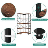 YITAHOME Corner Bookshelf, Industrial Corner Shelf 5 Tier Bookcase, Large Display Rack Storage for Bedroom, Living Room, Home Office,Rustic Brown YITAHOME