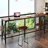 CHOEZON 70.9'' Bar Table, Kitchen Dining Table with Power Outlet and Footrest, Industrial Style, for Pub, Living Room, Rustic Brown and Black TBT08UBF CHOEZON