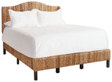 SAFAVIEH Home Collection Finola Coastal Braided Rattan Legs Queen Size Bed BED8002A-Q, Natural/Espresso SAFAVIEH