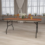 BizChair 6-Foot Rectangular Wood Folding Banquet Table with Clear Coated Finished Top BizChair