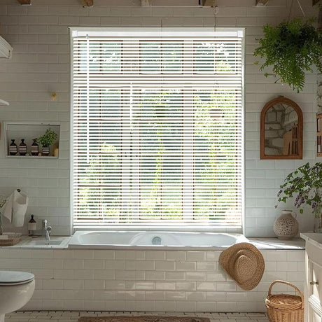 AIRLAJYID Cordless Vinyl Mini L Blinds 28" W x 72" H, 1" Slat White Horizontal Windows L Blind for Door, Shades, Camper, Light Filtering, Interiors, Arrive 1/2 Inch Narrower Indoor AIRLAJYID