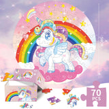 Unicorn Floor Puzzle for Kids Ages 3-5 Years Old: 70 Pieces Large Jigsaw Puzzles for Toddlers 4-8 Learning Educational Development Toys Game Girls Christmas Birthday Easter Gift FunPaxido